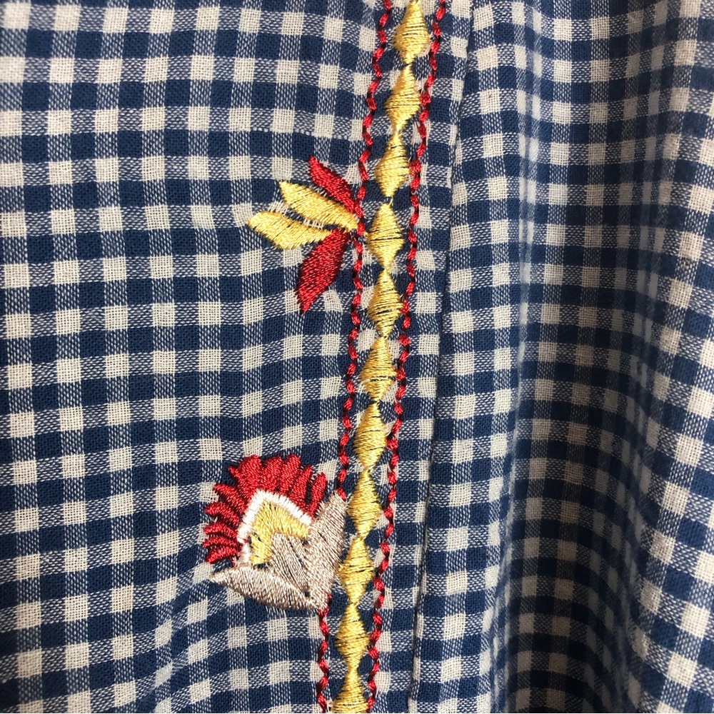 Reba Boho Gingham Top with Tassels and Embroidery Size L - Picture 7 of 10